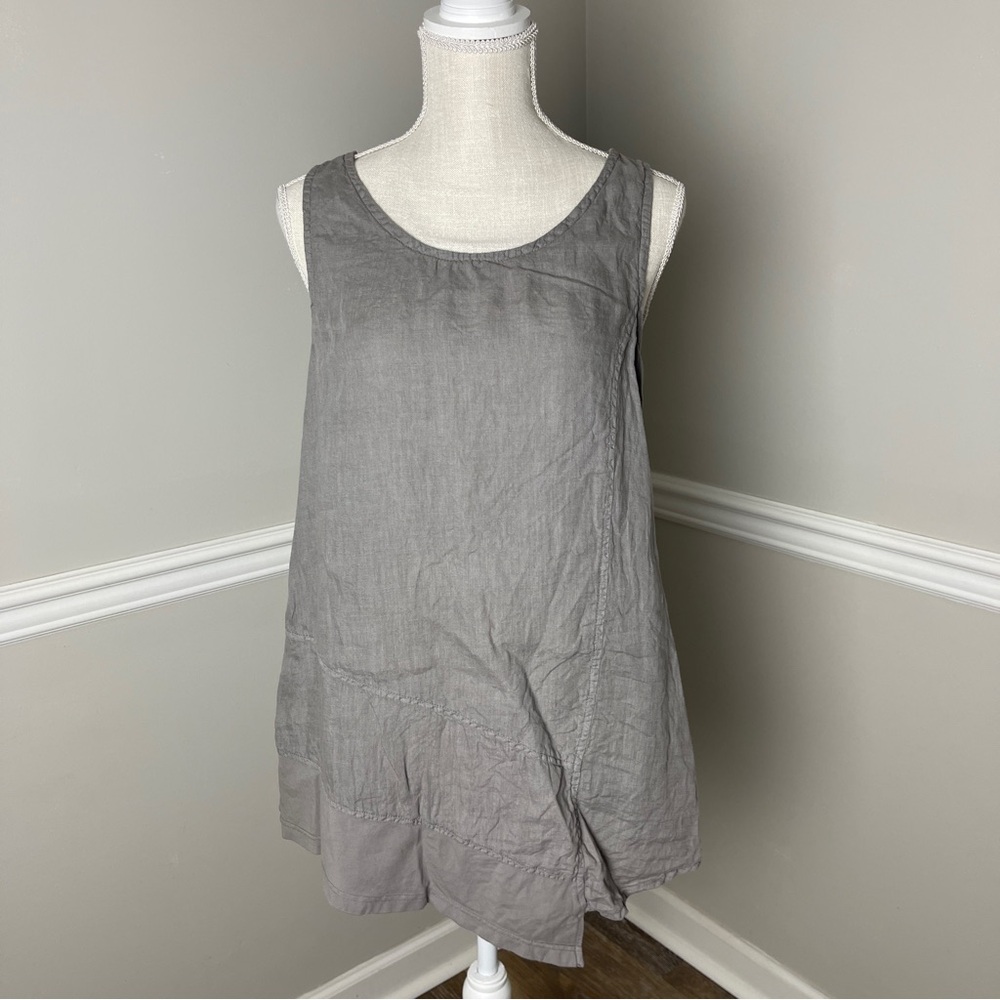 Flax Women’s Tank Top Shirt Tunic Gray Petite Urban Sleeveless Blouse P